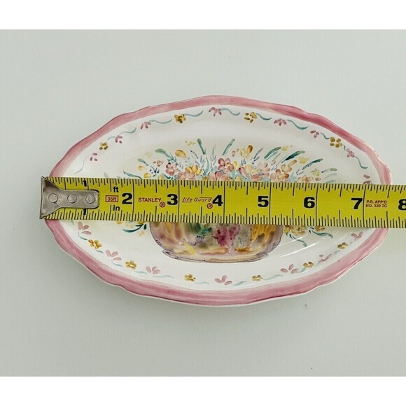 Tholance St Paul France Hand Painted Coastal Cottage Shabby Chic 7” Oval Dish - Picture 6 of 6